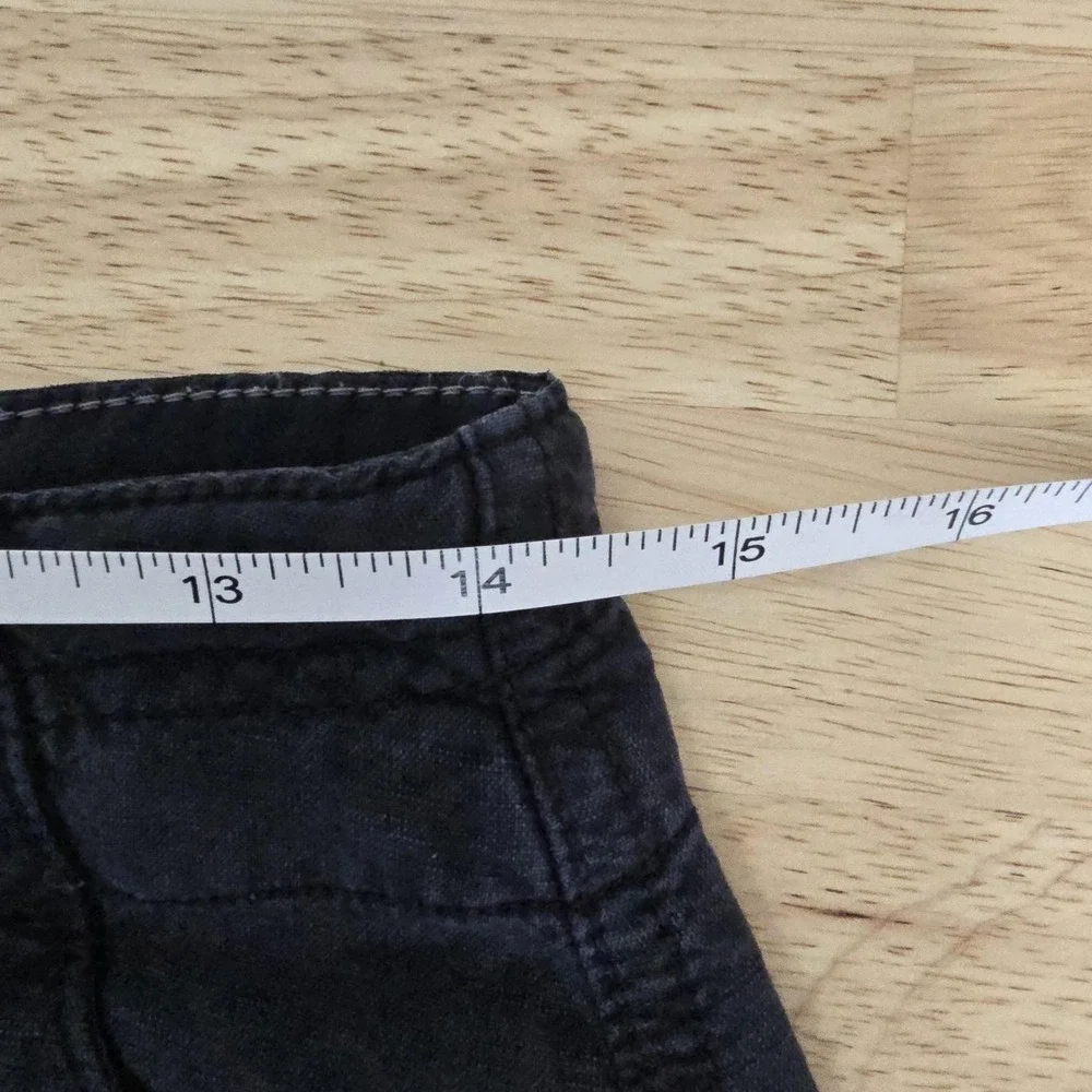 Pilcro Pants Womens 0 Black Lyocell Linen Blend Cropped Wide Leg High Rise Ankle